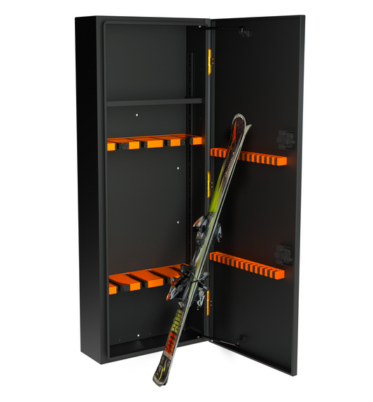 Avatar Offroad Ski 8 Storage Box black cabinet with orange ski racks for vehicle cargo on Tampa Home & Garden Store