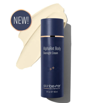 AlphaRet Body Overnight Cream navy bottle with rose-gold band and Skinbetter Science on Tampa Home & Garden Store