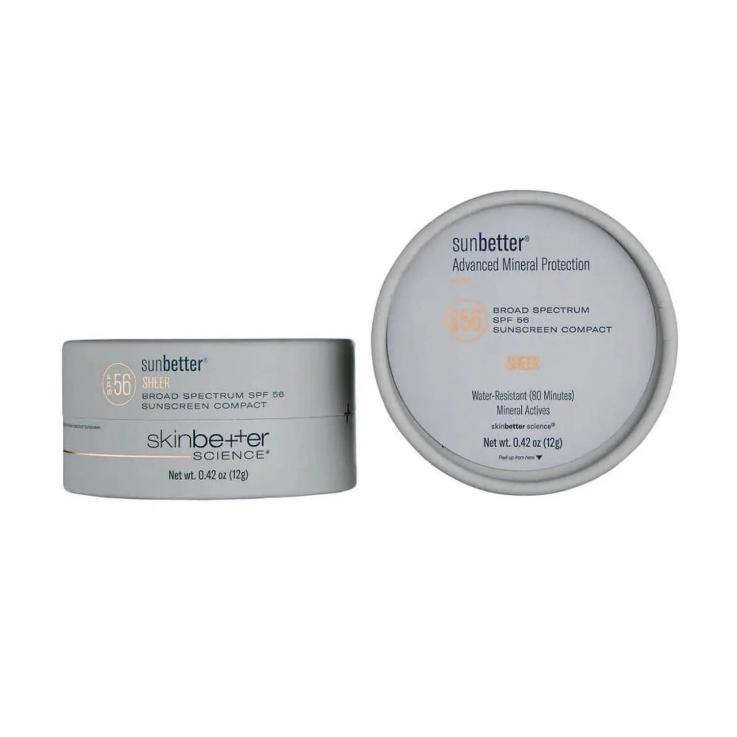 Skinbetter SunBetter SHEER SPF 56 Sunscreen Compact 2-pack, round tin + small jar, 0.42 oz each on Tampa Home & Garden Store