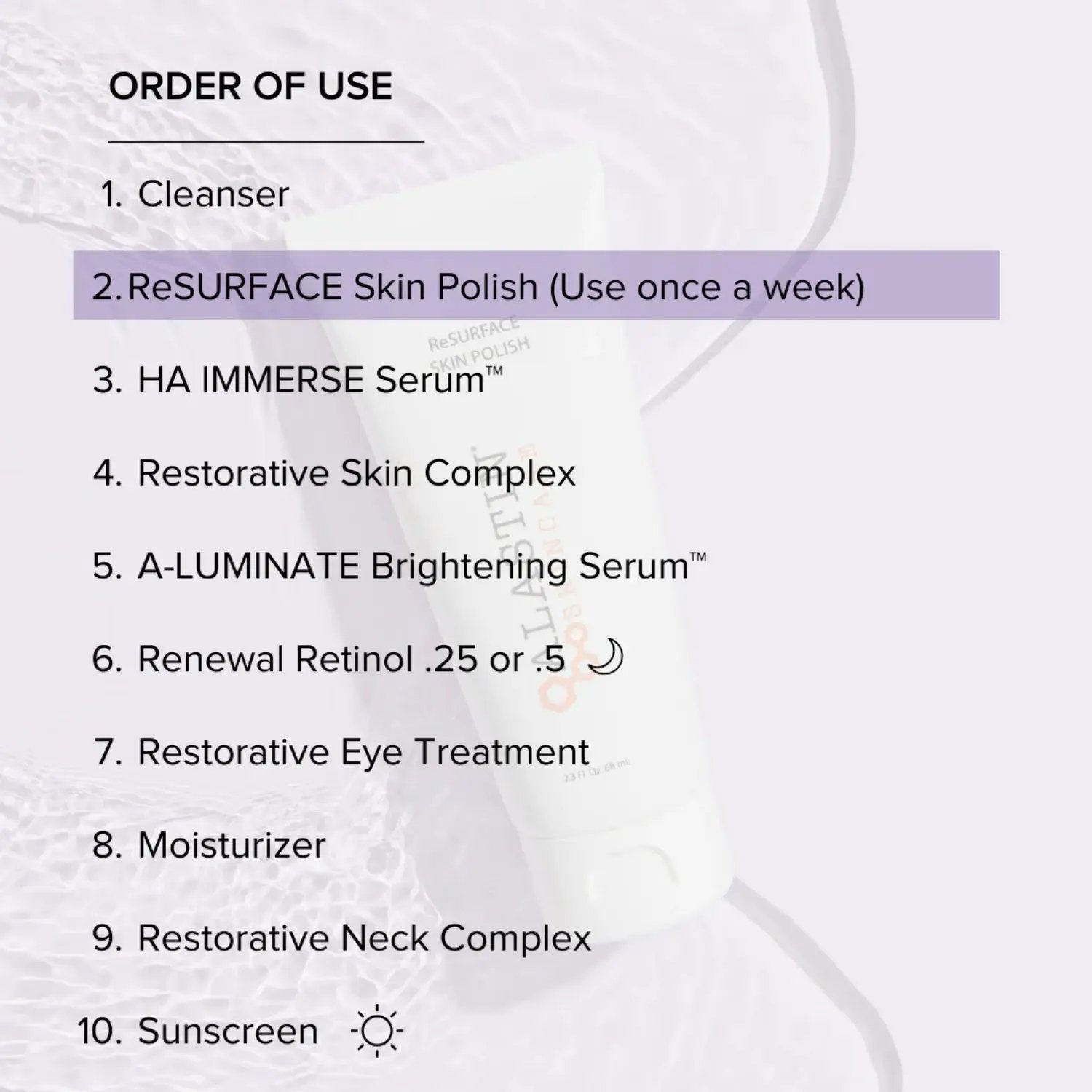 Alastin ReSURFACE Skin Polish cleanser, 2.3 oz, Nava Beauty order list with purple highlight on Tampa Home & Garden Store