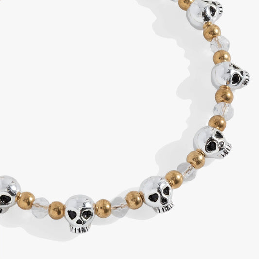 Skull Beaded Bangle with silver skull beads, crystals Alex and Ani on Tampa Home & Garden Store