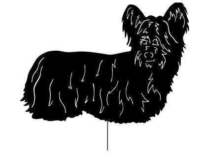Skye Terrier garden stake silhouette in black with long coat for lawn display on Tampa Home & Garden Store