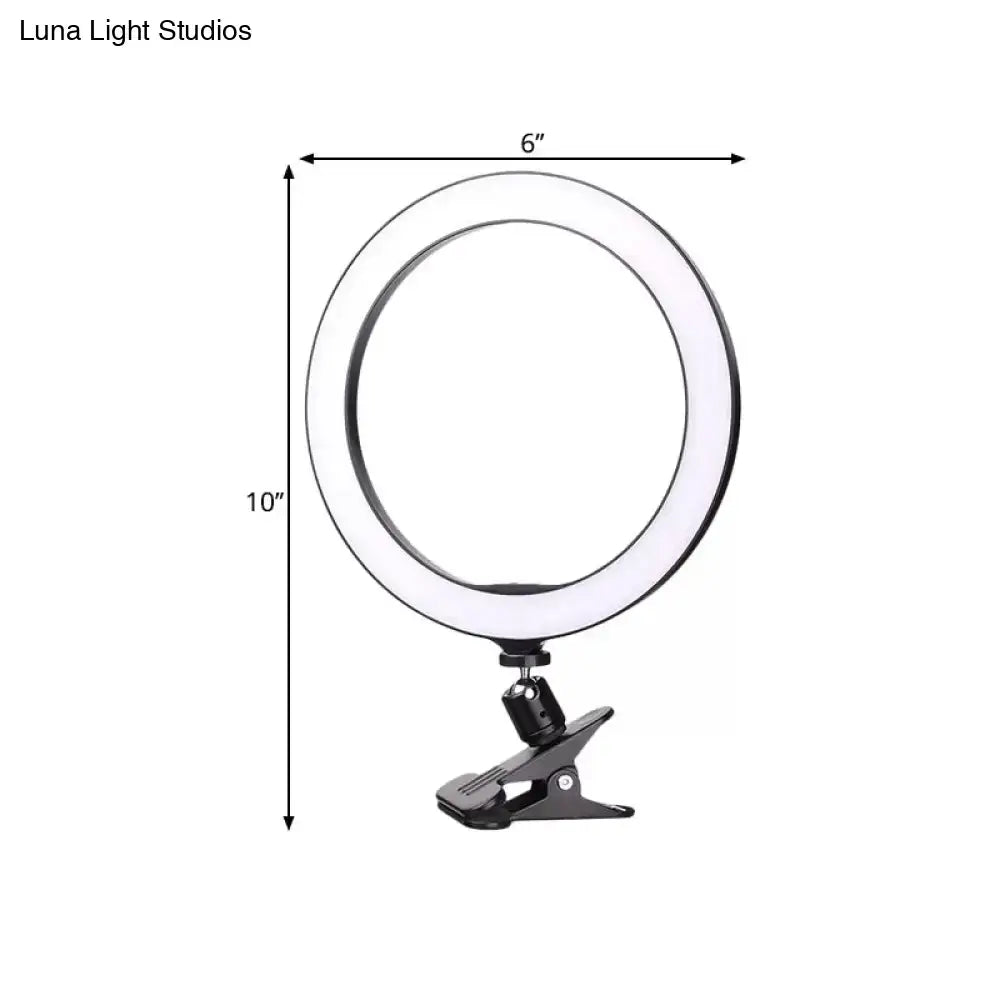 Black LED Ring Wall Light with 6-inch diameter ring and clip-on clamp mount for flexibility on Tampa Home & Garden Store