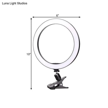 Black LED Ring Wall Light with 6-inch diameter ring and clip-on clamp mount for flexibility on Tampa Home & Garden Store