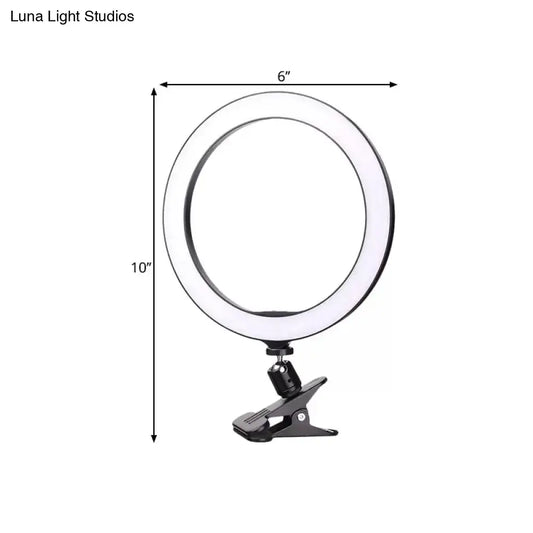 Black LED Ring Wall Light with 6-inch diameter ring and clip-on clamp mount for flexibility on Tampa Home & Garden Store