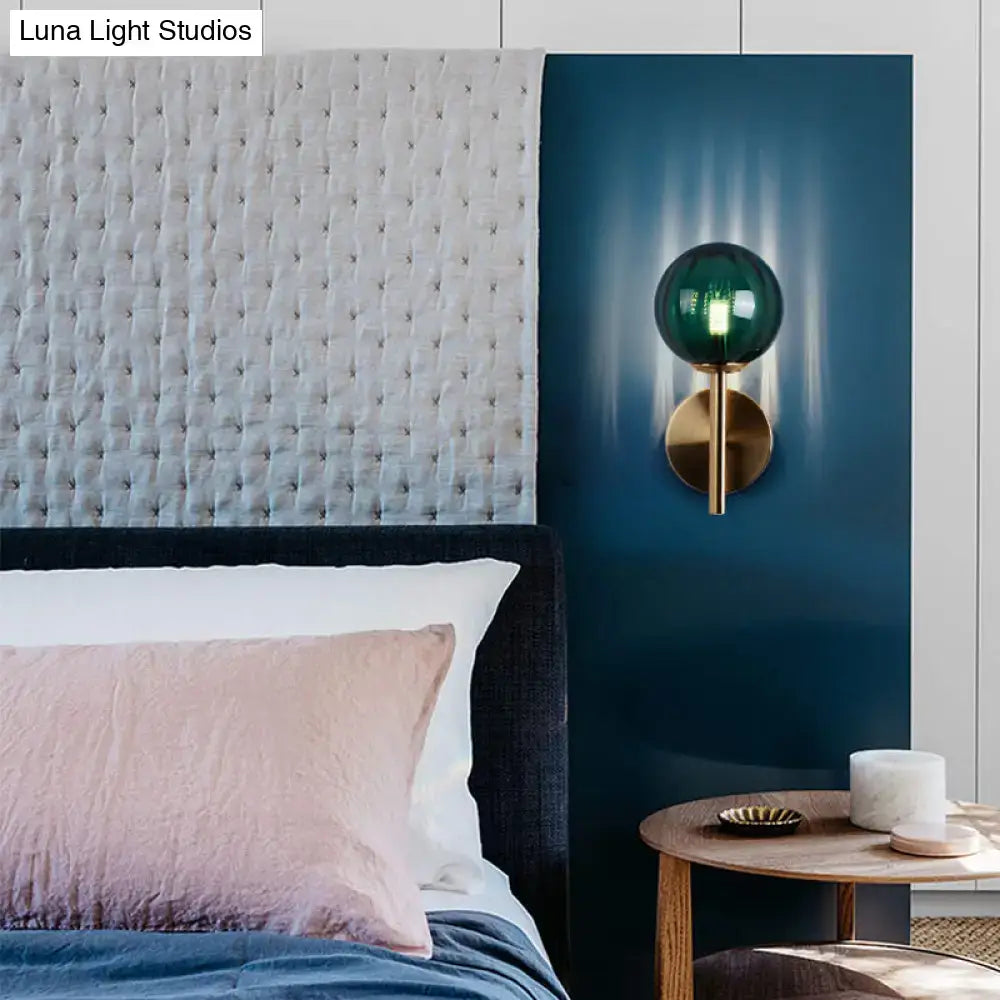 Amber Red Green Glass Wall Sconce by Decorbites with green globe brass mount on Tampa Home & Garden Store