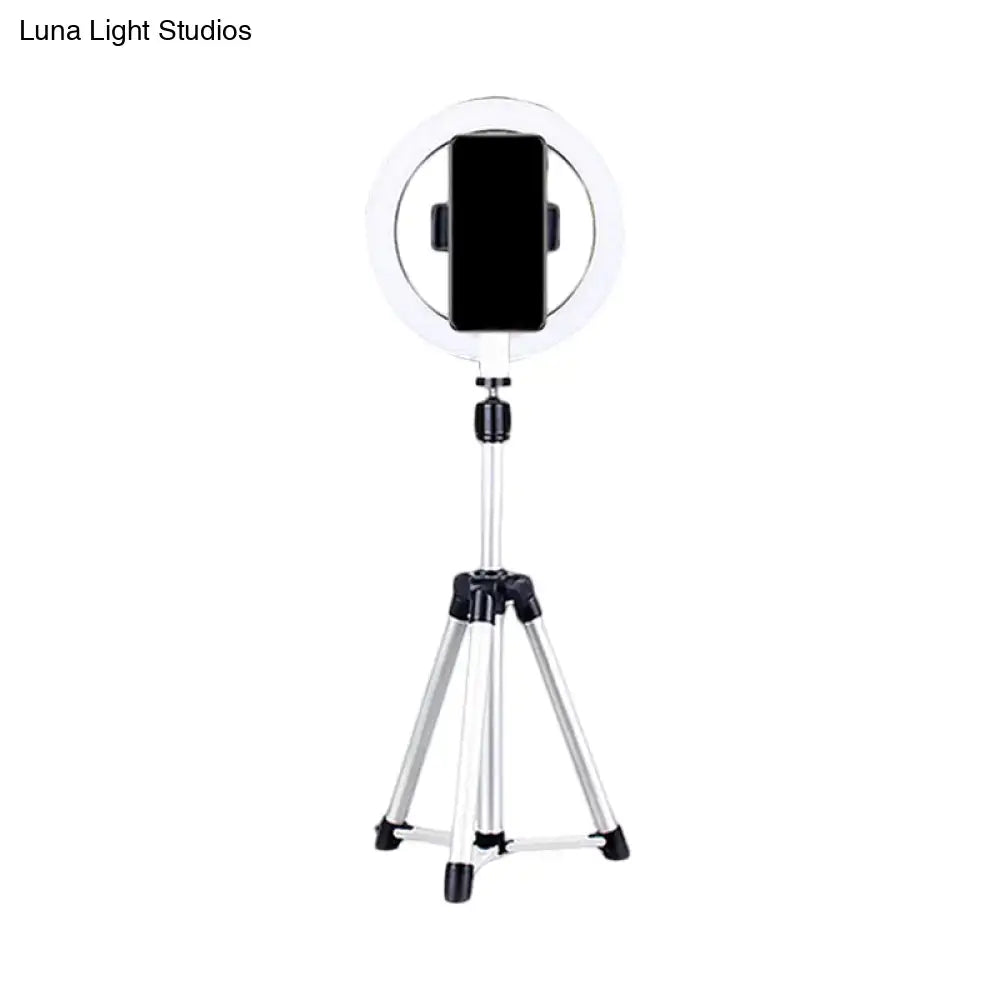 Silver Circular Lamp Holder Decorbites on a tripod ring light with phone clamp on Tampa Home & Garden Store
