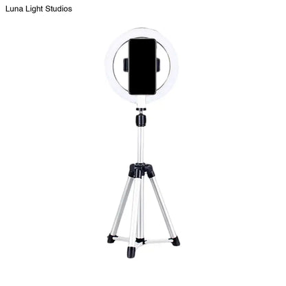Silver Circular Lamp Holder Decorbites on a tripod ring light with phone clamp on Tampa Home & Garden Store