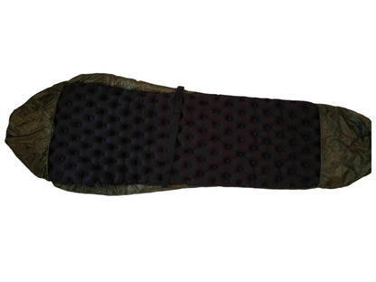 Sleeping bag set with black quilted interior and olive camo shell River Country Gear on Tampa Home & Garden Store