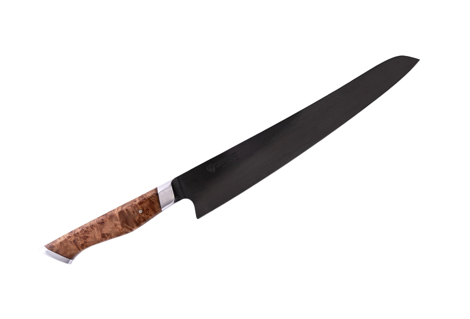10in slicing knife STEELPORT Knife Co. black blade burl wood handle on Tampa Home & Garden Store