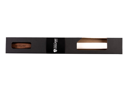 12 inch oval ceramic honing rod by STEELPORT Knife Co in box with woodgrain accent visible on Tampa Home & Garden Store
