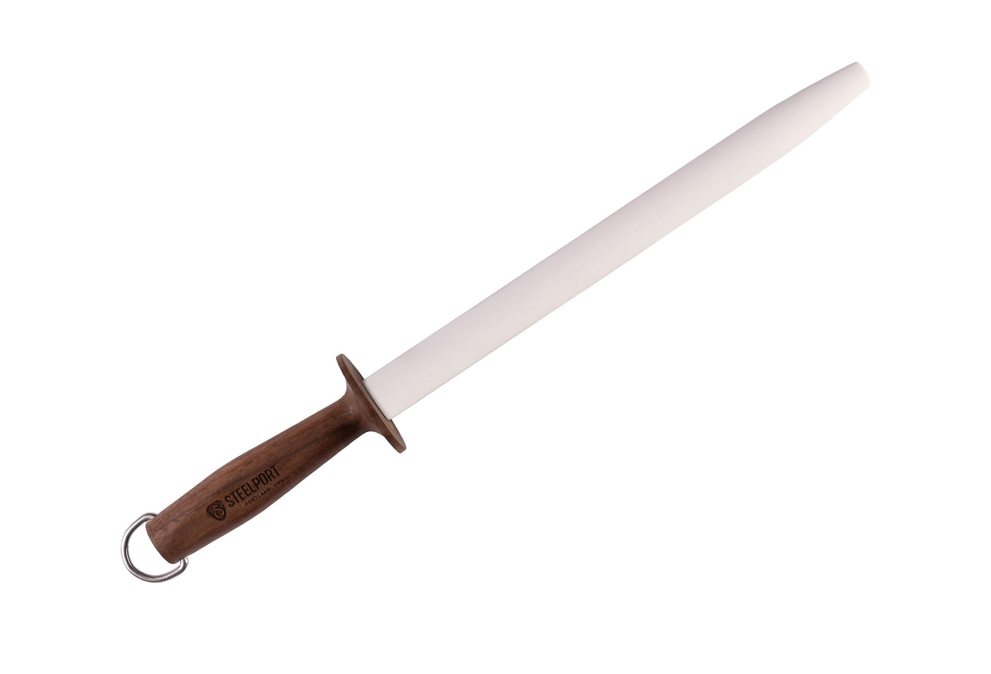 12-inch oval ceramic honing rod with wooden handle for kitchen knives by STEELPORT Knife Co on Tampa Home & Garden Store