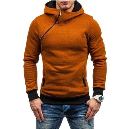 Stevvex Slim Fit Hooded Jacket ST26JK289DAD orange brown with diagonal zip pockets on Tampa Home & Garden Store