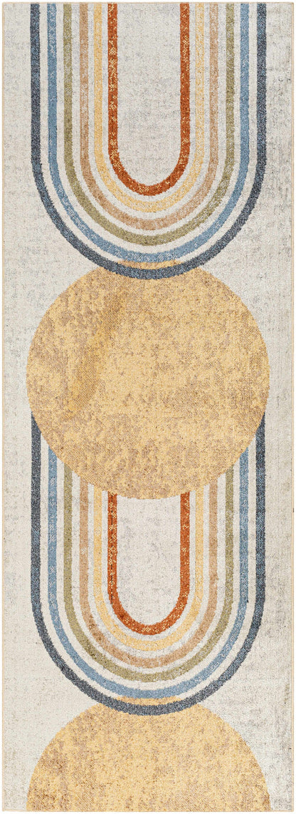 Giza Washable Area Rug Boutique Rugs multicolor U-arch pattern on light beige background on Tampa Home & Garden Store