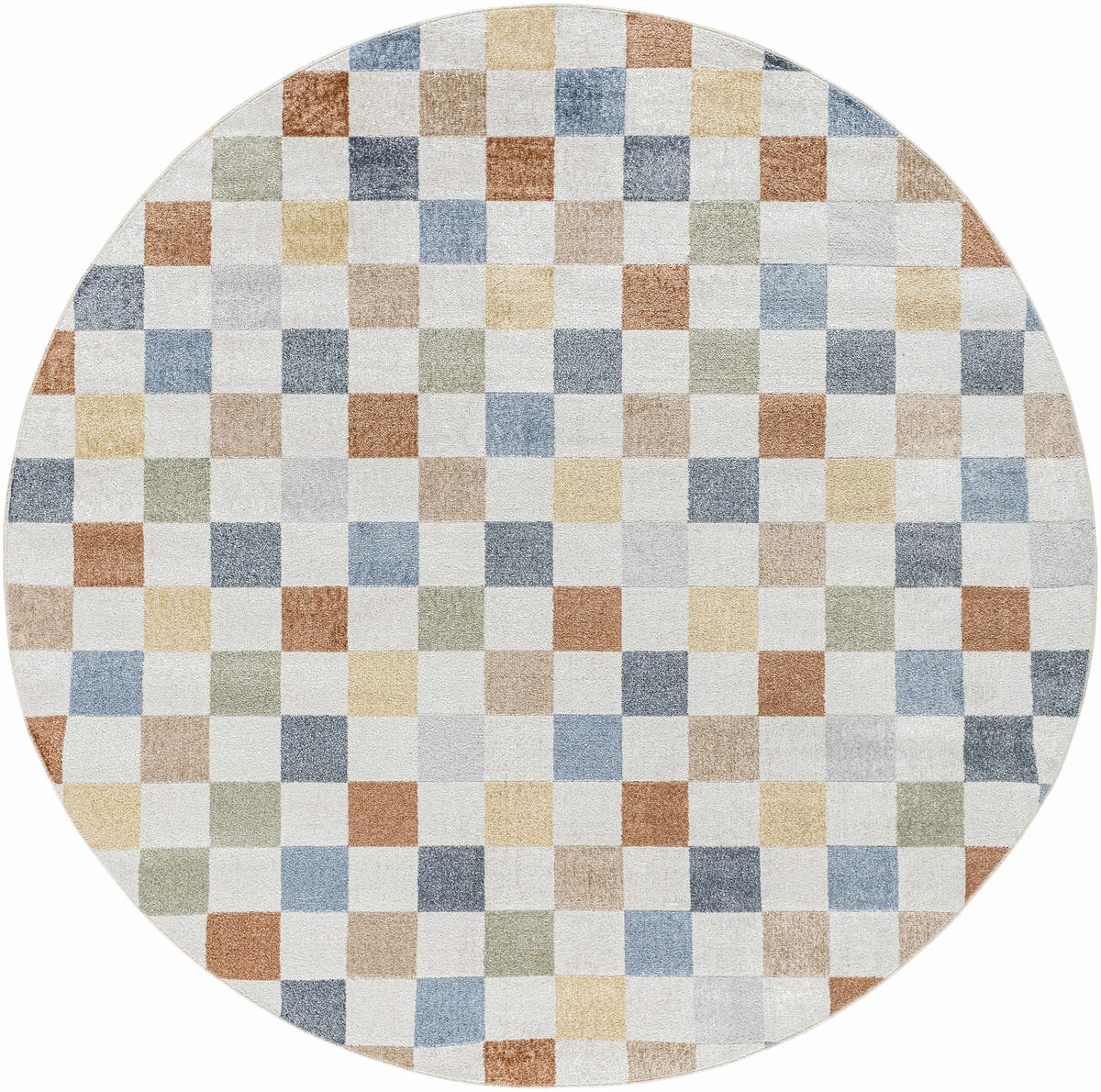 Alie Colorful Checkered Washable Rug, round, multicolor squares by Boutique Rugs on Tampa Home & Garden Store