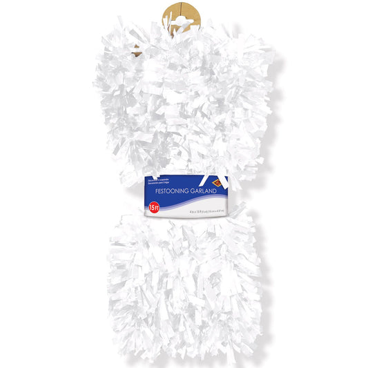 6 Ply Metallic Festooning Garland - White