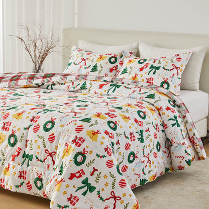 Reversible Christmas Comforter & Sham Set with holiday print by Great Bay Home Odette Collection on Tampa Home & Garden Store