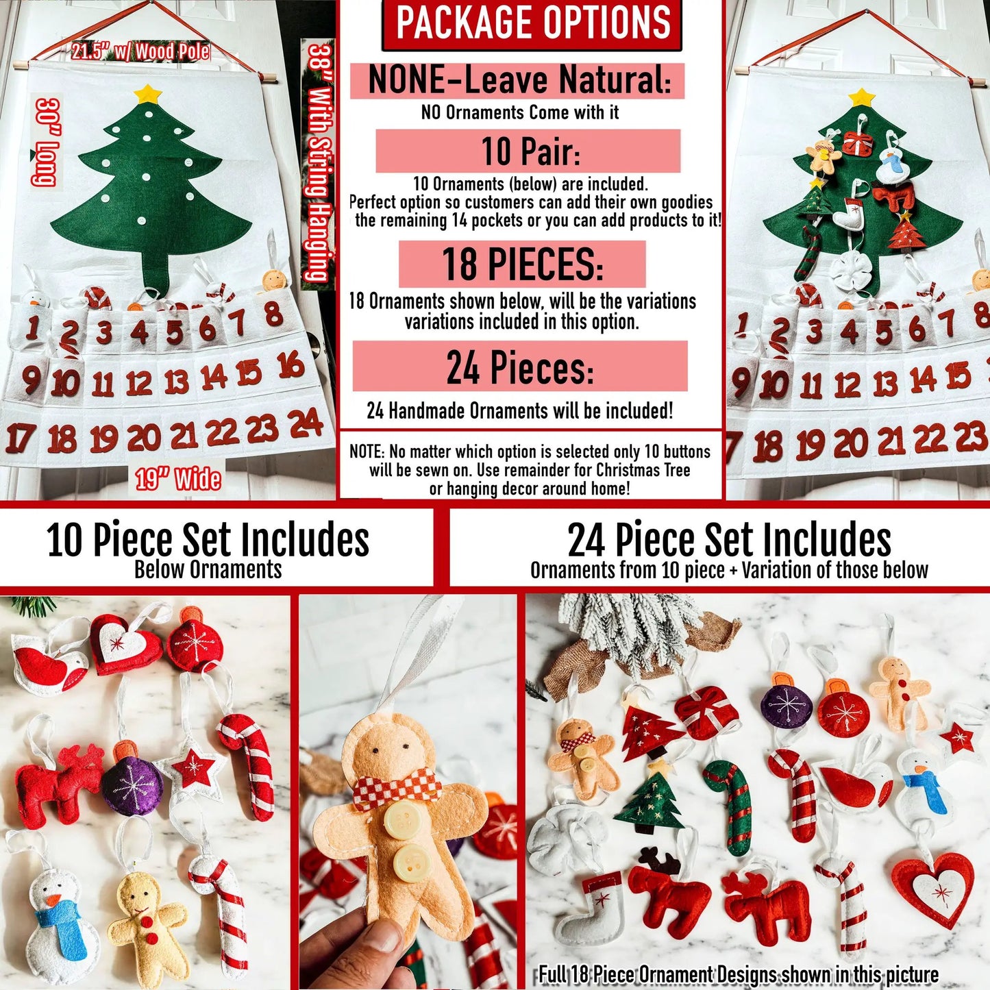 Felt Christmas Advent Calendar With Ornaments