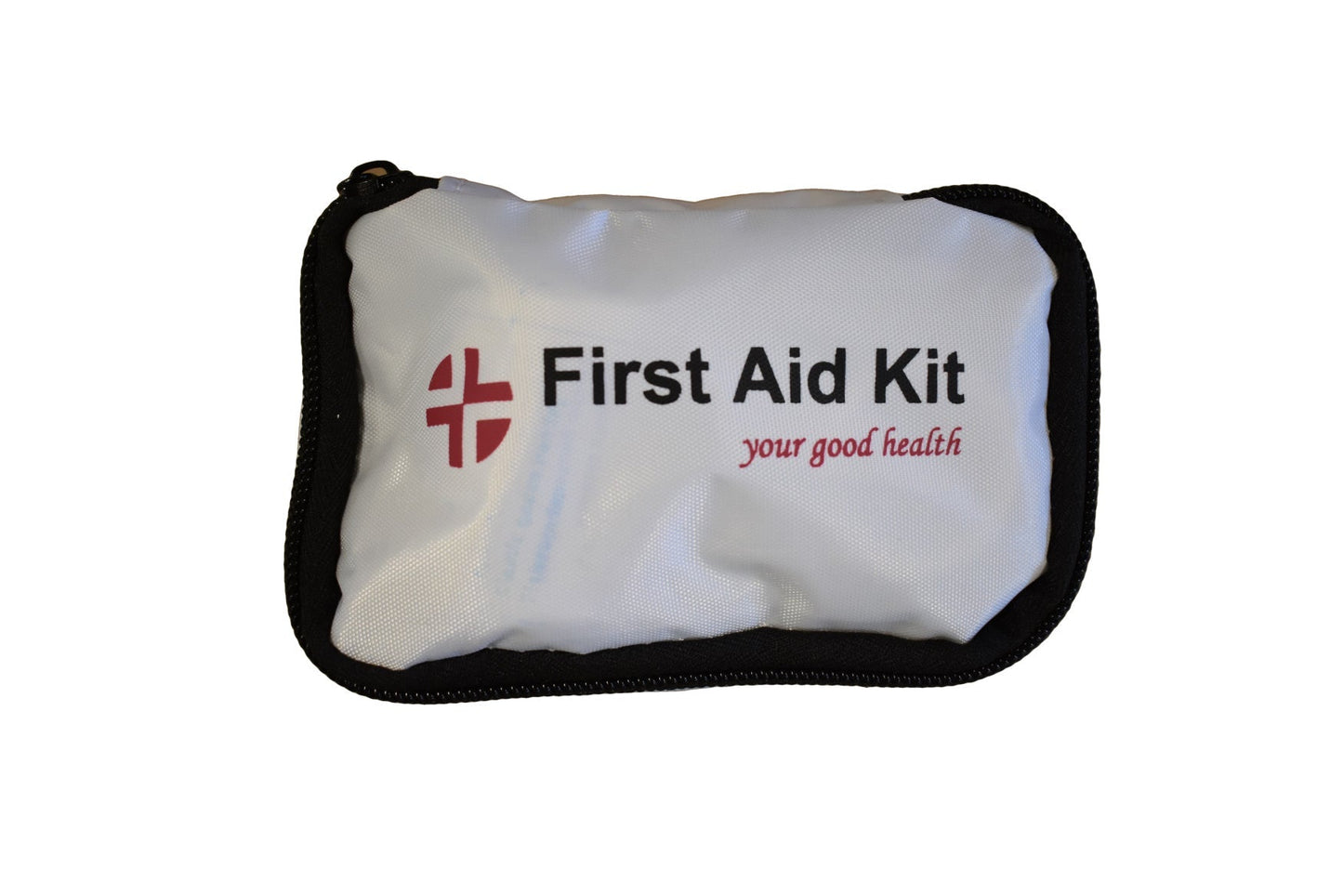 Pocket First Aid Kit by River Country Gear, compact white zip pouch with black trim on Tampa Home & Garden Store
