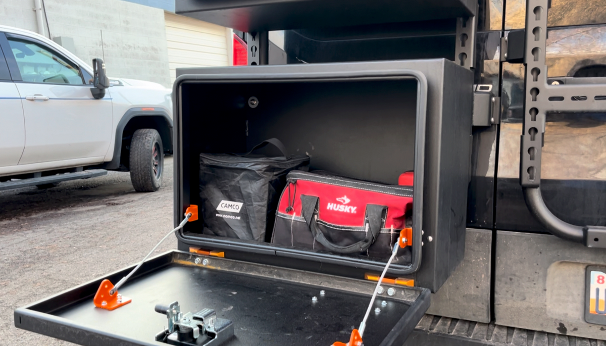 Avatar Offroad Deka Box small rear-door storage black metal cargo box on vehicle rack on Tampa Home & Garden Store