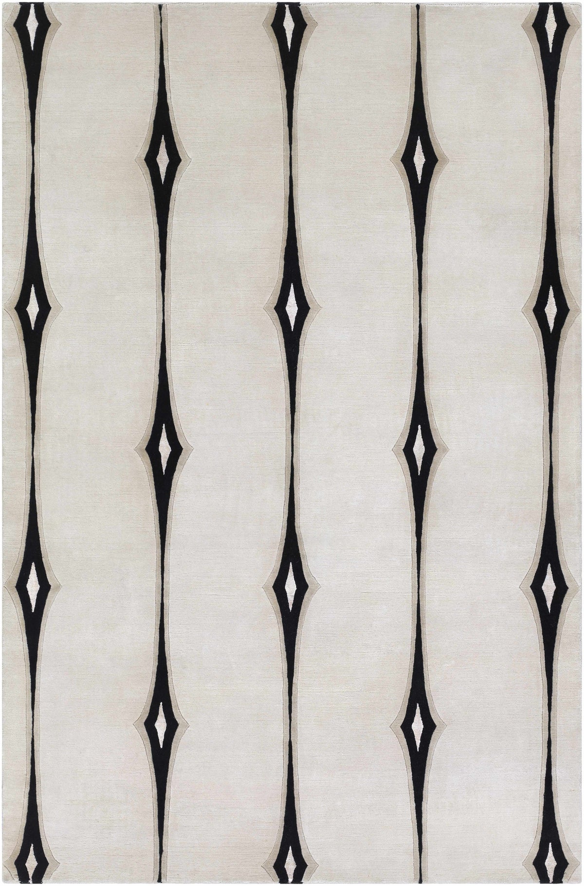 Smartt Beige&Black Premium Wool Rug by Boutique Rugs with beige field and black diamonds on Tampa Home & Garden Store