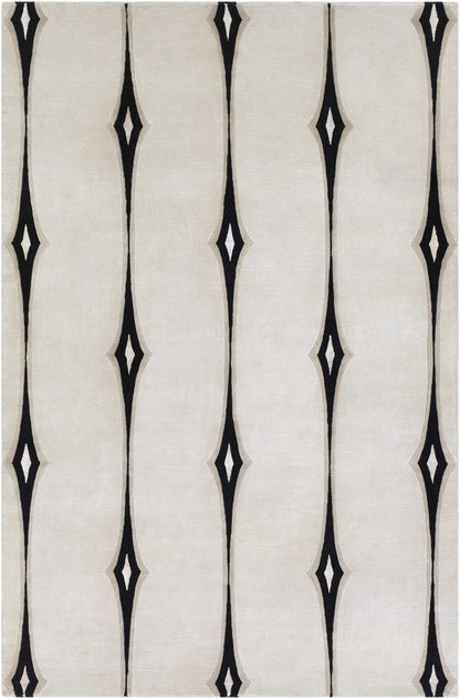 Smartt Beige&Black Premium Wool Rug by Boutique Rugs with beige field and black diamonds on Tampa Home & Garden Store
