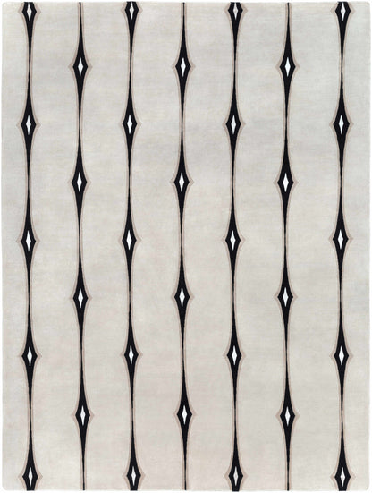 Smartt Beige&Black Premium Wool Rug by Boutique Rugs with vertical black diamond motifs on Tampa Home & Garden Store