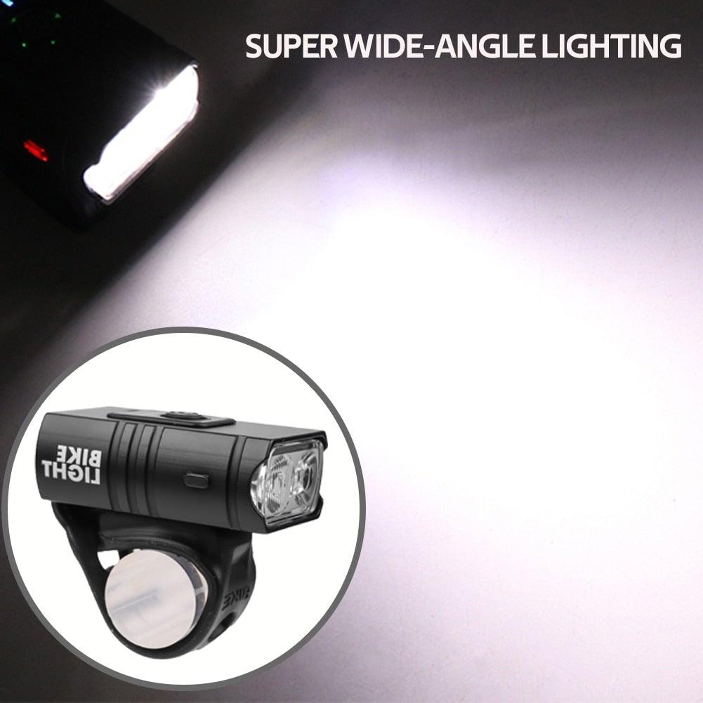 Stevvex ST90SP0331GYH bicycle front light USB rechargeable LED headlight with wide-angle beam on Tampa Home & Garden Store