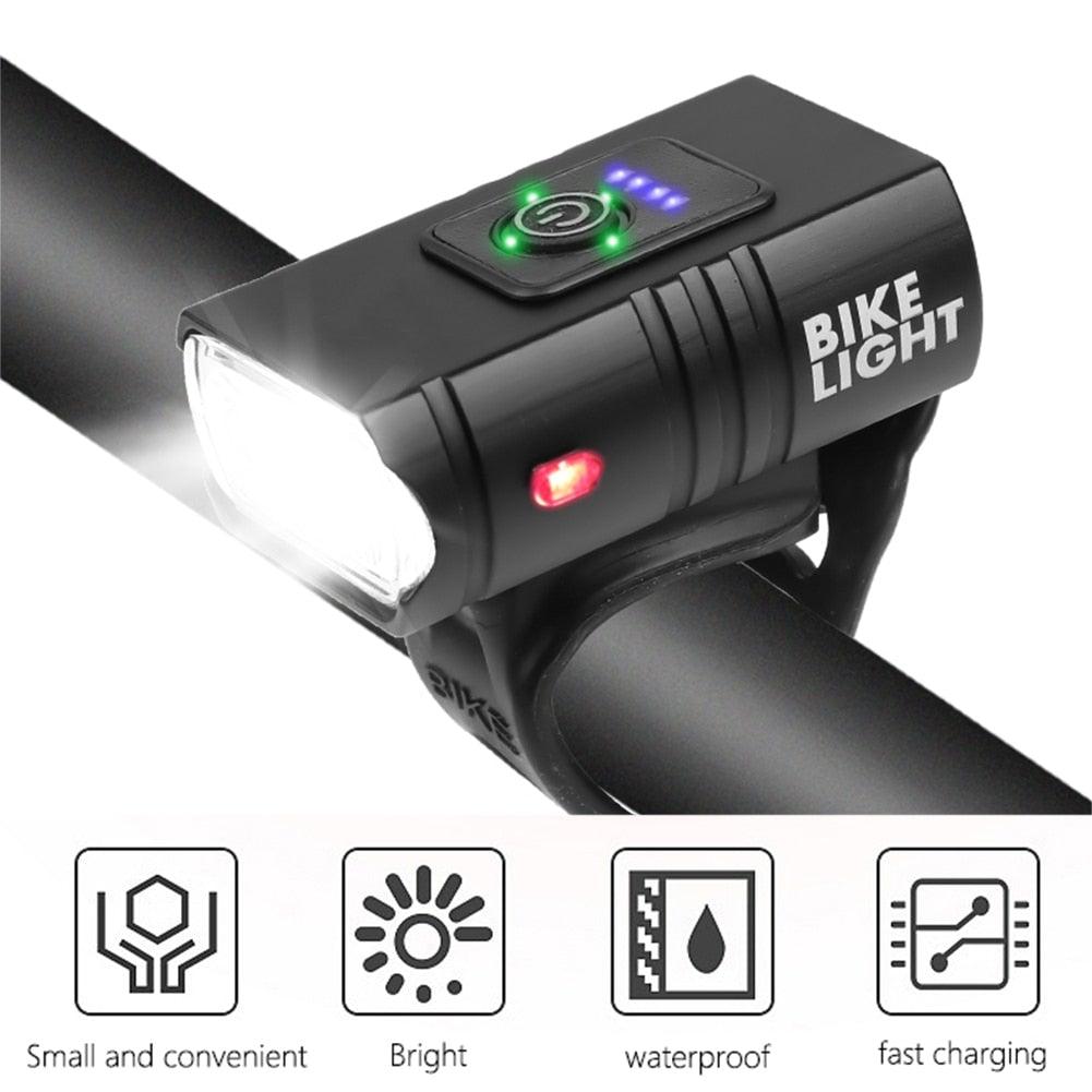 Stevvex bicycle front light USB rechargeable LED headlight for night riding, handlebar mount on Tampa Home & Garden Store