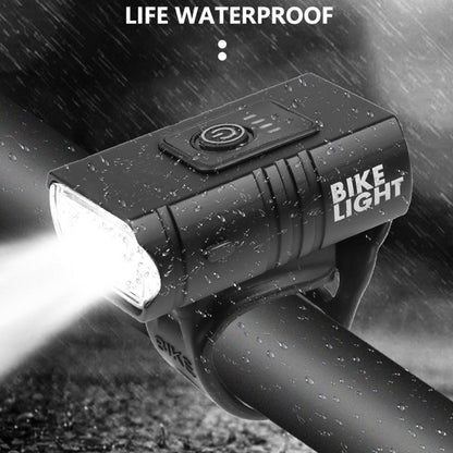 Bike front light USB rechargeable LED headlamp waterproof mounted on handlebars on Tampa Home & Garden Store
