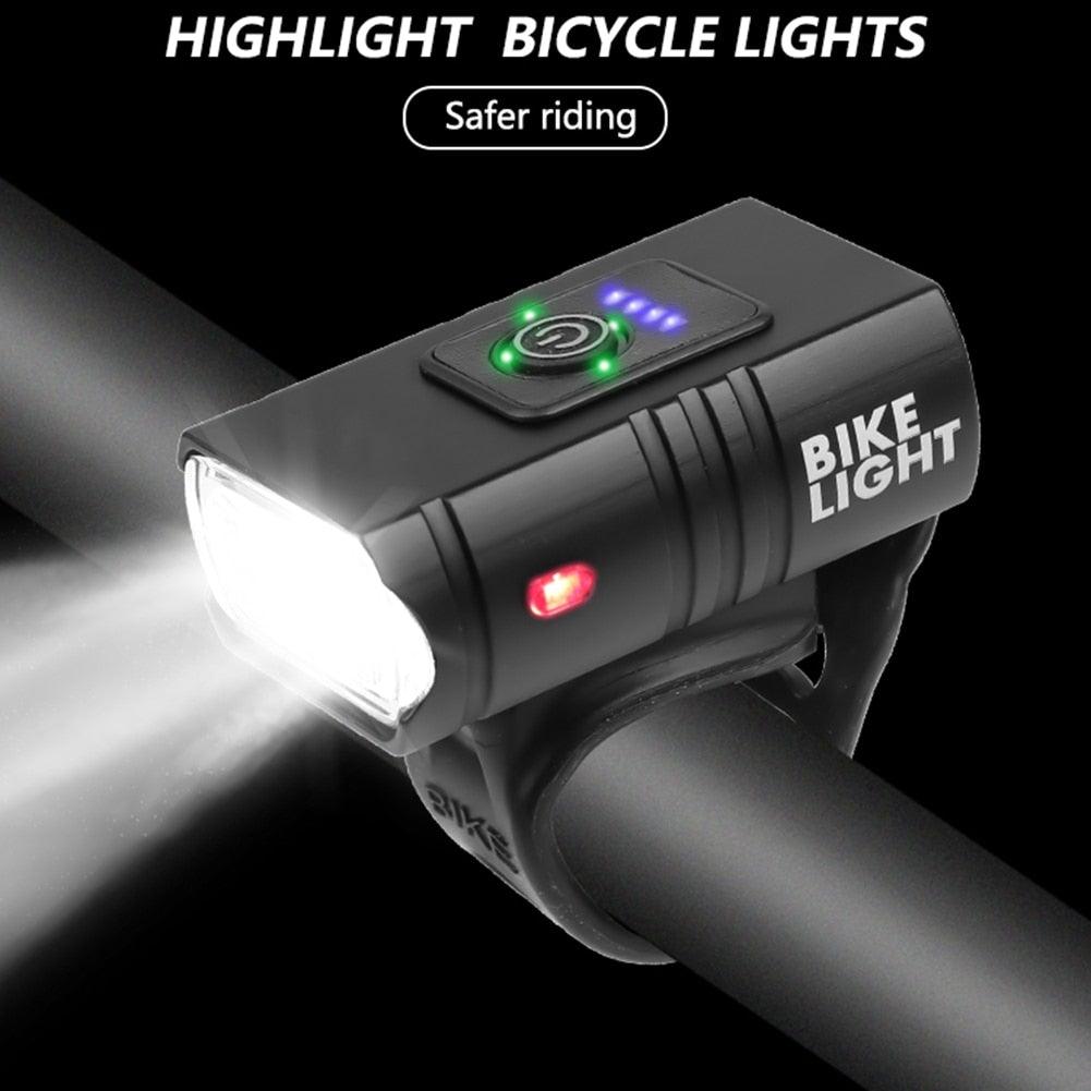 Front black bike light ST90SP0331GYH USB rechargeable LED headlamp for night riding on Tampa Home & Garden Store