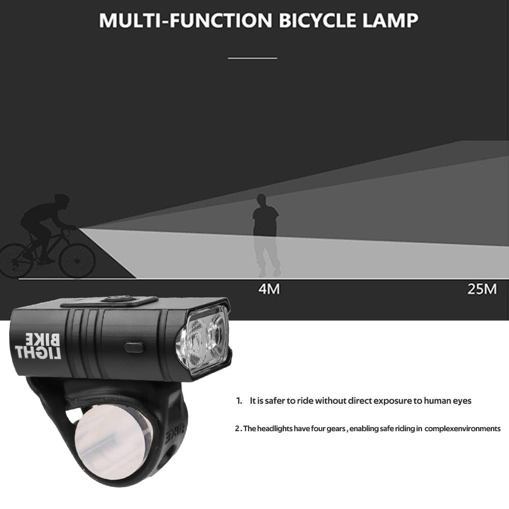 Stevvex black USB rechargeable bicycle front light with adjustable strap on Tampa Home & Garden Store