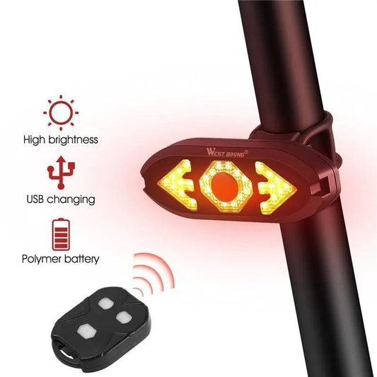 Stevvex smart bike light rear taillight with wireless remote USB rechargeable LED turn signals on Tampa Home & Garden Store