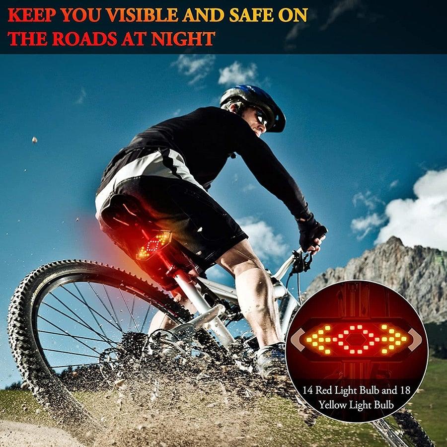 Smart Bike Light rear LED taillight with wireless remote, 14 red and 18 yellow LEDs on Tampa Home & Garden Store