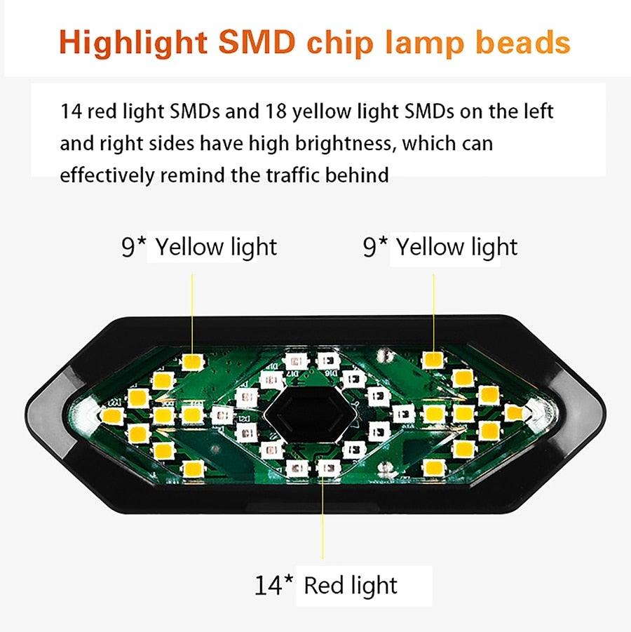 Smart Bike Light tail light by Stevvex with red and yellow SMD LEDs USB rechargeable rear light on Tampa Home & Garden Store