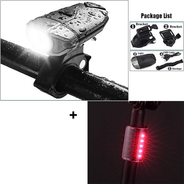 Smart wireless bike light by Stevvex with USB-rechargeable front and red rear taillight on Tampa Home & Garden Store