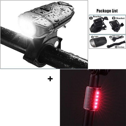 Smart wireless bike light by Stevvex with USB-rechargeable front and red rear taillight on Tampa Home & Garden Store