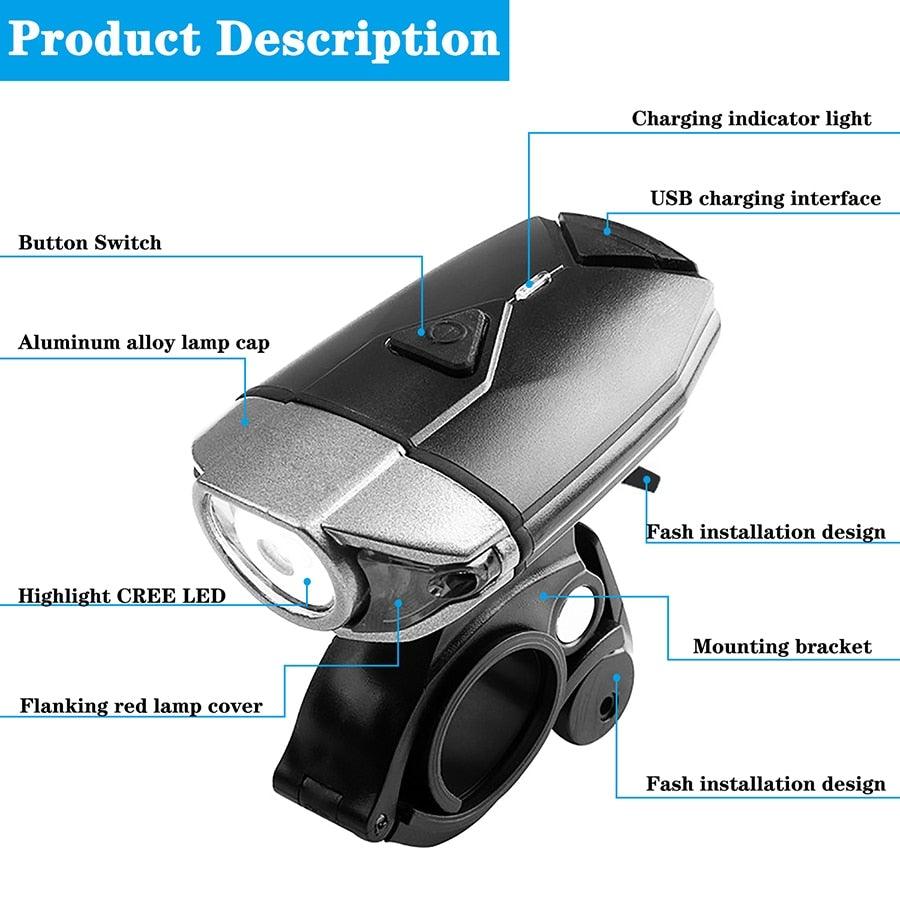 Stevvex smart bike light with wireless remote and USB rechargeable rear LED mount on Tampa Home & Garden Store