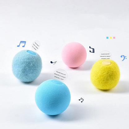 Cat toy ball set of 4: Stevvex interactive chirping catnip balls in pastel blue pink yellow on Tampa Home & Garden Store