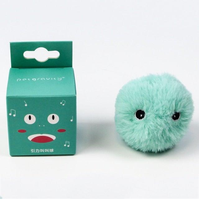 Interactive cat toy ball by Stevvex with catnip, turquoise plush, box on Tampa Home & Garden Store