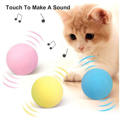 Stevvex interactive cat toy ball set with catnip; 3 colored balls pink yellow blue on Tampa Home & Garden Store
