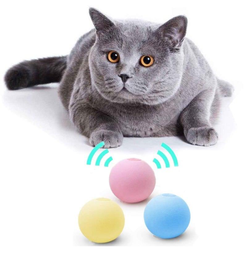 Stevvex interactive cat toy ball set with catnip, 3 squeaky balls pink yellow blue for cats on Tampa Home & Garden Store