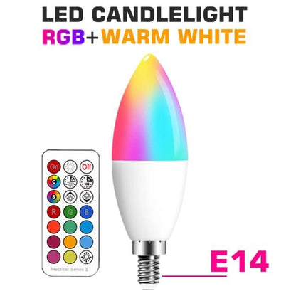 Stevvex LED candle bulb E14 RGBCW with remote control, RGB color changing lamp decoration on Tampa Home & Garden Store