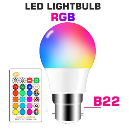 Stevvex RGB LED lightbulb B22 with remote control color-changing glow on Tampa Home & Garden Store