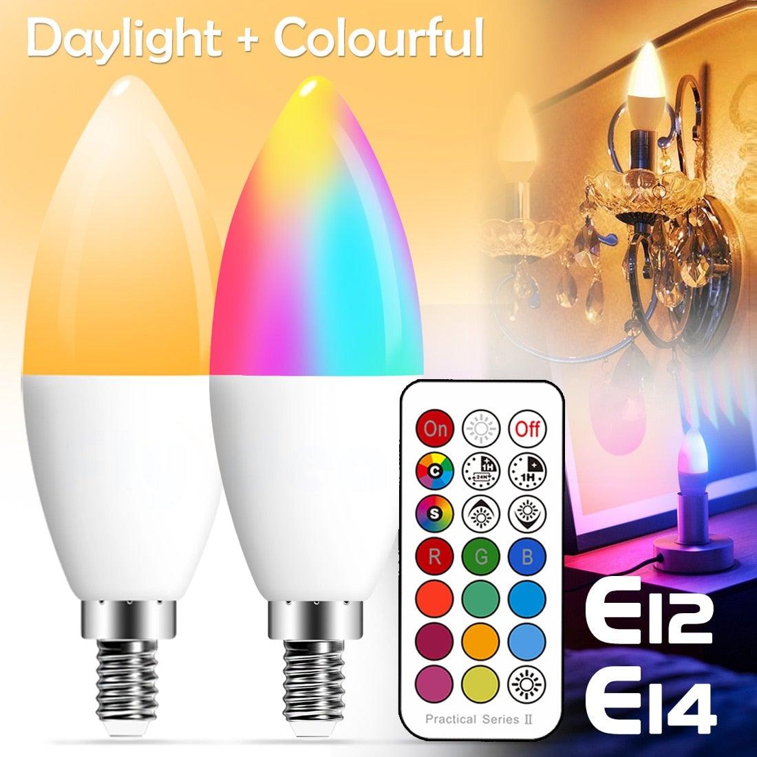 Stevvex smart RGB LED bulbs pair with E27/E14 bases, remote, Alexa & Google Home compatible on Tampa Home & Garden Store