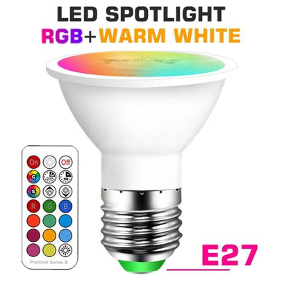 LED spotlight bulb Stevvex ST50DE2276YEW with E27 base RGBW and remote on Tampa Home & Garden Store