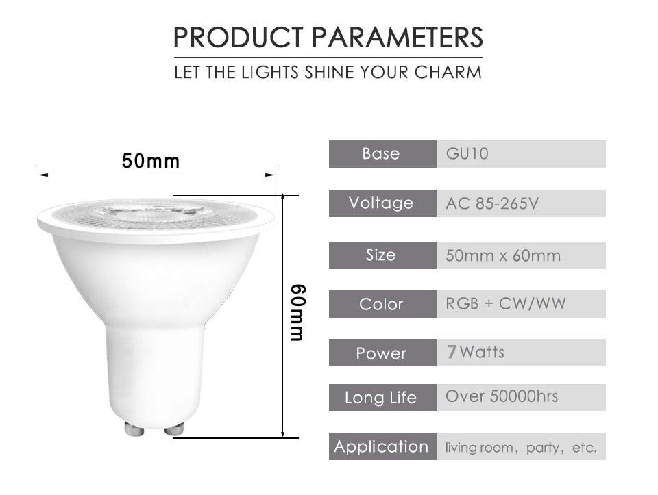 Stevvex ST50DE2276YEW smart RGB CW/WW LED bulb GU10 base, 7W, 85–265V indoor lighting on Tampa Home & Garden Store