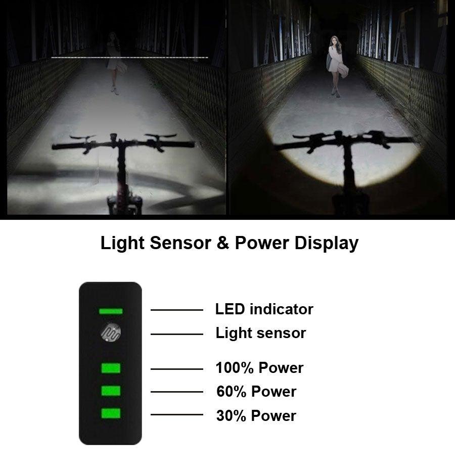 Stevvex Front & Rear Bicycle Light Set USB rechargeable LED lights with light sensor on Tampa Home & Garden Store