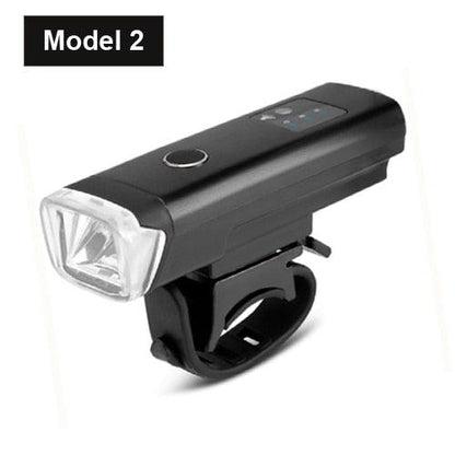 Stevvex black front bike light USB rechargeable headlight with mounting clip Model 2 on Tampa Home & Garden Store