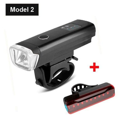 Stevvex front/rear bike light set with USB rechargeable black & red lights Model2 on Tampa Home & Garden Store